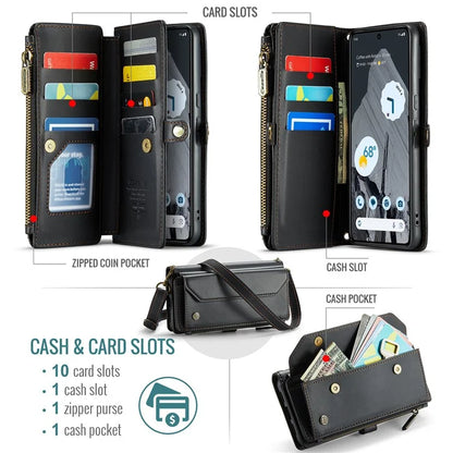 CASEME C36 Series For Google Pixel 8 Pro Case PU Leather Phone Cover Zipper Pocket Handbag RFID Blocking