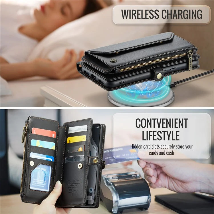 CASEME C36 Series For Google Pixel 8 Pro Case PU Leather Phone Cover Zipper Pocket Handbag RFID Blocking