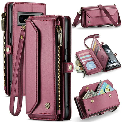 CASEME C36 Series For Google Pixel 8 Pro Case PU Leather Phone Cover Zipper Pocket Handbag RFID Blocking