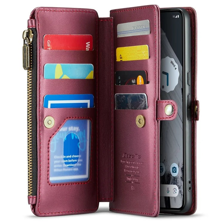 CASEME C36 Series For Google Pixel 8 Pro Case PU Leather Phone Cover Zipper Pocket Handbag RFID Blocking