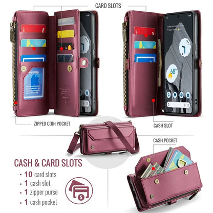 CASEME C36 Series For Google Pixel 8 Pro Case PU Leather Phone Cover Zipper Pocket Handbag RFID Blocking