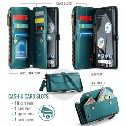 CASEME C36 Series For Google Pixel 8 Pro Case PU Leather Phone Cover Zipper Pocket Handbag RFID Blocking