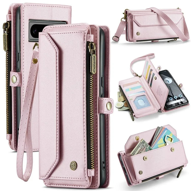 CASEME C36 Series For Google Pixel 8 Pro Case PU Leather Phone Cover Zipper Pocket Handbag RFID Blocking