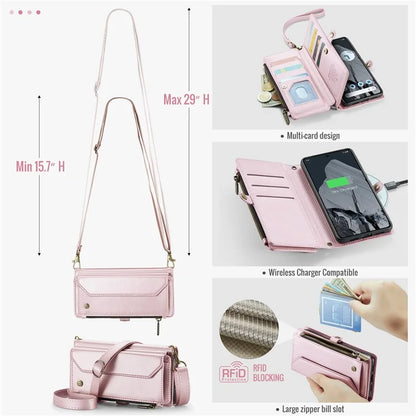 CASEME C36 Series For Google Pixel 8 Pro Case PU Leather Phone Cover Zipper Pocket Handbag RFID Blocking