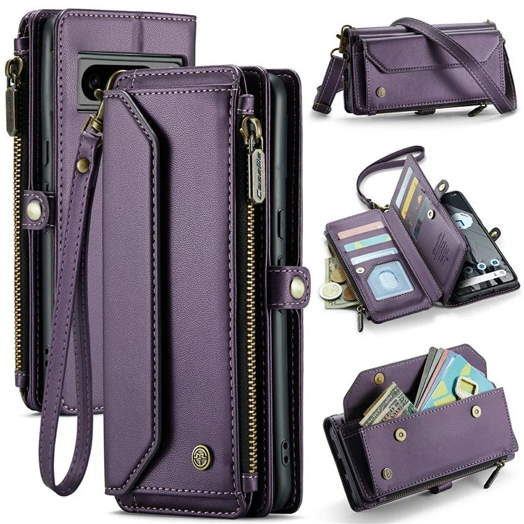 CASEME C36 Series For Google Pixel 8 Pro Case PU Leather Phone Cover Zipper Pocket Handbag RFID Blocking