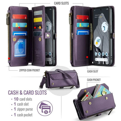 CASEME C36 Series For Google Pixel 8 Pro Case PU Leather Phone Cover Zipper Pocket Handbag RFID Blocking