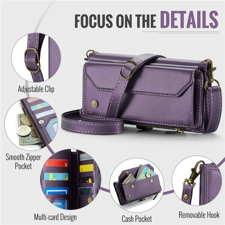 CASEME C36 Series For Google Pixel 8 Pro Case PU Leather Phone Cover Zipper Pocket Handbag RFID Blocking
