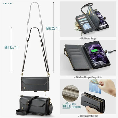 CASEME C36 Series For Google Pixel 8 Crossbody Case PU Leather Phone Cover Wallet RFID Blocking Protection