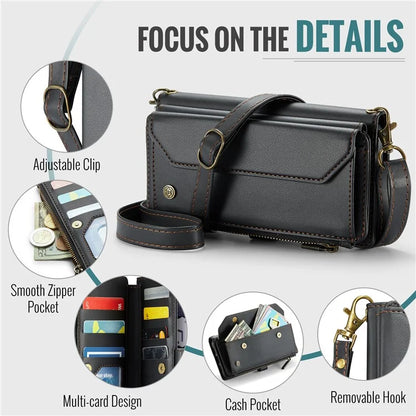 CASEME C36 Series For Google Pixel 8 Crossbody Case PU Leather Phone Cover Wallet RFID Blocking Protection