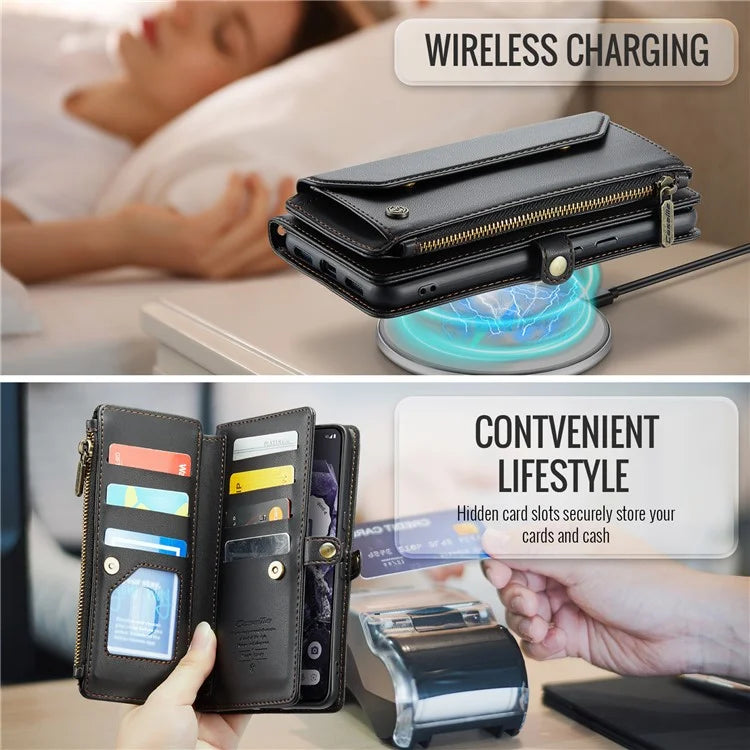 CASEME C36 Series For Google Pixel 8 Crossbody Case PU Leather Phone Cover Wallet RFID Blocking Protection