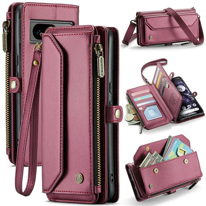 CASEME C36 Series For Google Pixel 8 Crossbody Case PU Leather Phone Cover Wallet RFID Blocking Protection