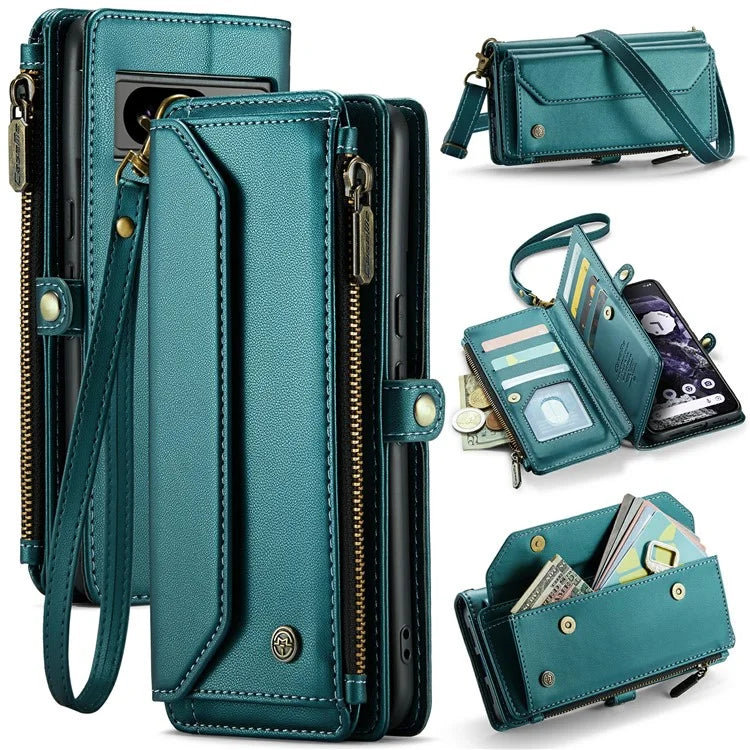 CASEME C36 Series For Google Pixel 8 Crossbody Case PU Leather Phone Cover Wallet RFID Blocking Protection