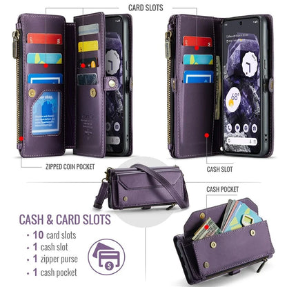 CASEME C36 Series For Google Pixel 8 Crossbody Case PU Leather Phone Cover Wallet RFID Blocking Protection