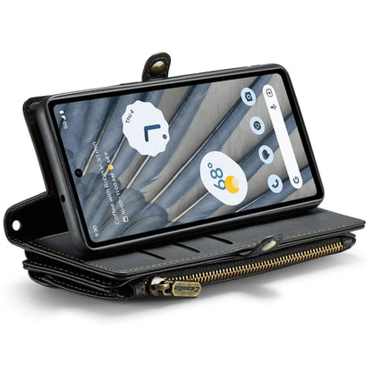 CASEME C36 Series For Google Pixel 7a Case 10 Card Slots PU Leather Zipper Phone Cover Handbag Purse