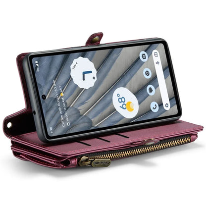 CASEME C36 Series For Google Pixel 7a Case 10 Card Slots PU Leather Zipper Phone Cover Handbag Purse