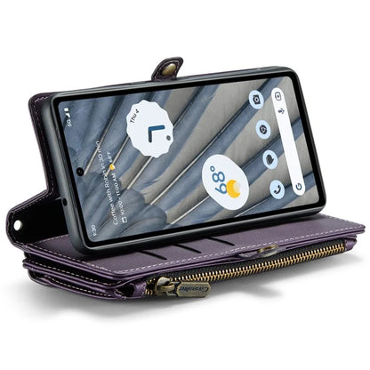 CASEME C36 Series For Google Pixel 7a Case 10 Card Slots PU Leather Zipper Phone Cover Handbag Purse
