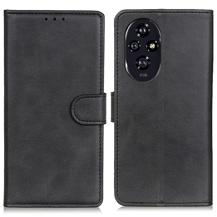 For Honor 200 Pro 5G Case Folio Stand View Leather Phone Cover Cowhide Texture