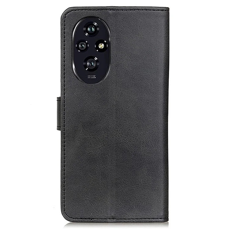 For Honor 200 Pro 5G Case Folio Stand View Leather Phone Cover Cowhide Texture