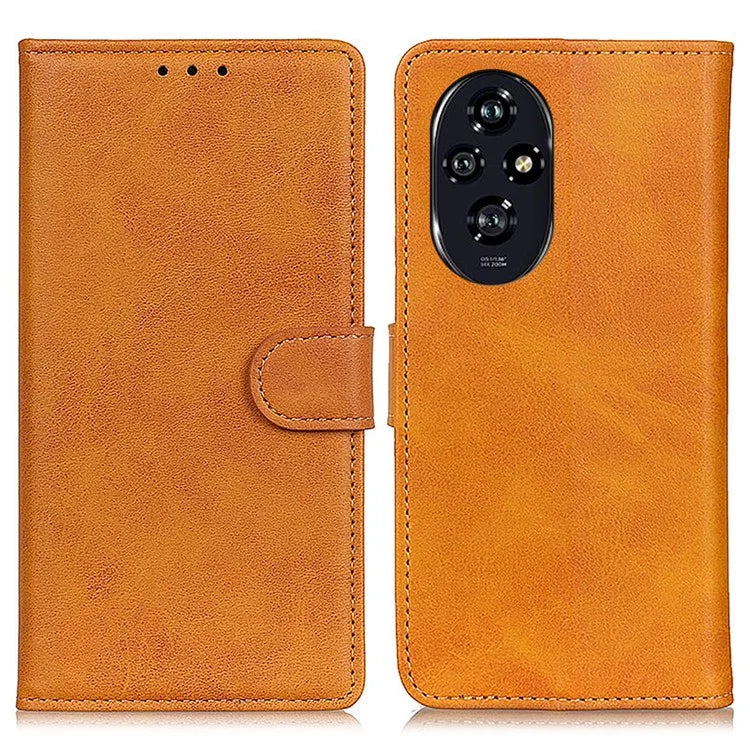 For Honor 200 Pro 5G Case Folio Stand View Leather Phone Cover Cowhide Texture