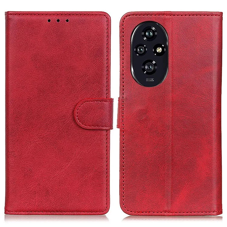 For Honor 200 Pro 5G Case Folio Stand View Leather Phone Cover Cowhide Texture