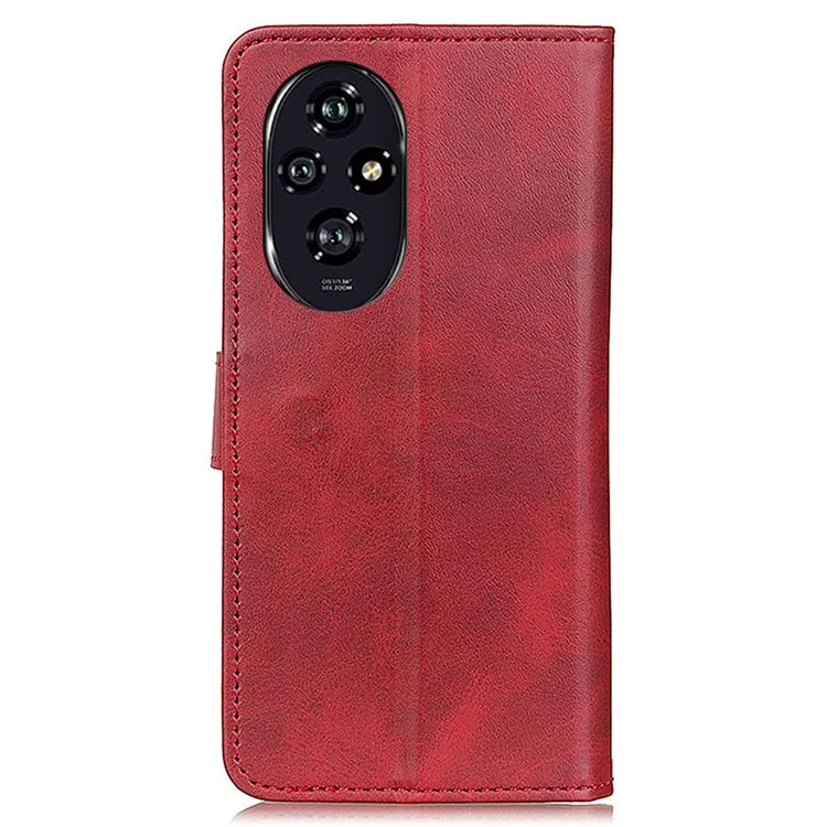 For Honor 200 Pro 5G Case Folio Stand View Leather Phone Cover Cowhide Texture