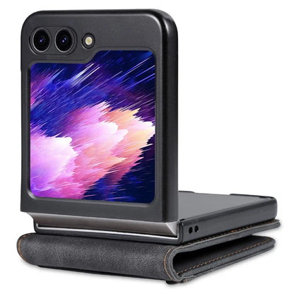 AZNS For Samsung Galaxy Z Flip6 5G Case Card Slots PU Leather Folding Phone Cover
