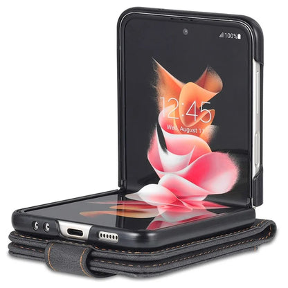 AZNS For Samsung Galaxy Z Flip6 5G Case Card Slots PU Leather Folding Phone Cover