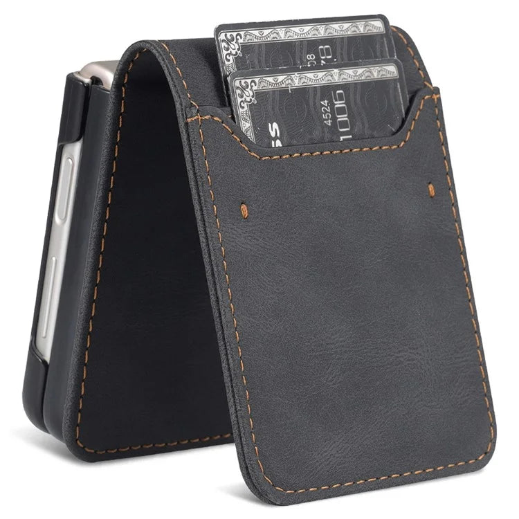 AZNS For Samsung Galaxy Z Flip6 5G Case Card Slots PU Leather Folding Phone Cover