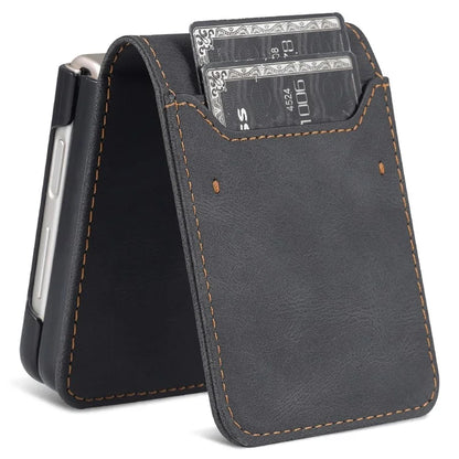 AZNS For Samsung Galaxy Z Flip6 5G Case Card Slots PU Leather Folding Phone Cover