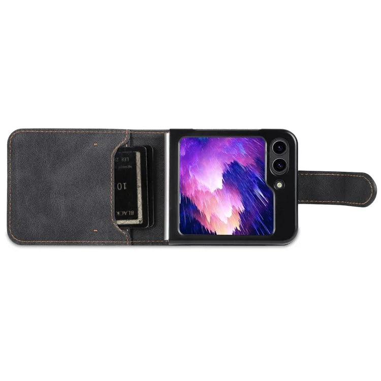 AZNS For Samsung Galaxy Z Flip6 5G Case Card Slots PU Leather Folding Phone Cover