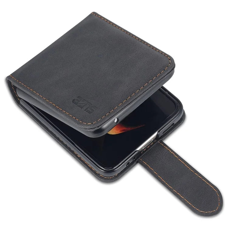 AZNS For Samsung Galaxy Z Flip6 5G Case Card Slots PU Leather Folding Phone Cover