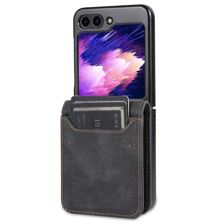 AZNS For Samsung Galaxy Z Flip6 5G Case Card Slots PU Leather Folding Phone Cover