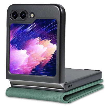AZNS For Samsung Galaxy Z Flip6 5G Case Card Slots PU Leather Folding Phone Cover
