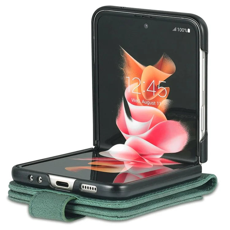 AZNS For Samsung Galaxy Z Flip6 5G Case Card Slots PU Leather Folding Phone Cover