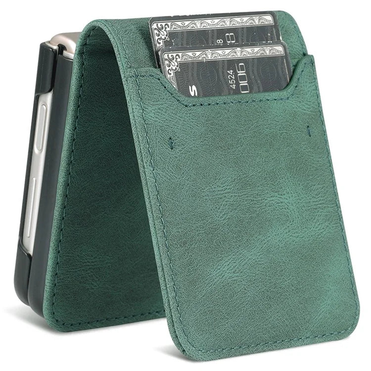 AZNS For Samsung Galaxy Z Flip6 5G Case Card Slots PU Leather Folding Phone Cover