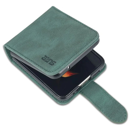 AZNS For Samsung Galaxy Z Flip6 5G Case Card Slots PU Leather Folding Phone Cover