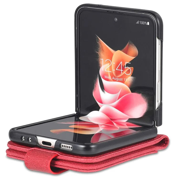 AZNS For Samsung Galaxy Z Flip6 5G Case Card Slots PU Leather Folding Phone Cover