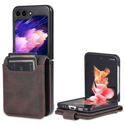 AZNS For Samsung Galaxy Z Flip6 5G Case Card Slots PU Leather Folding Phone Cover