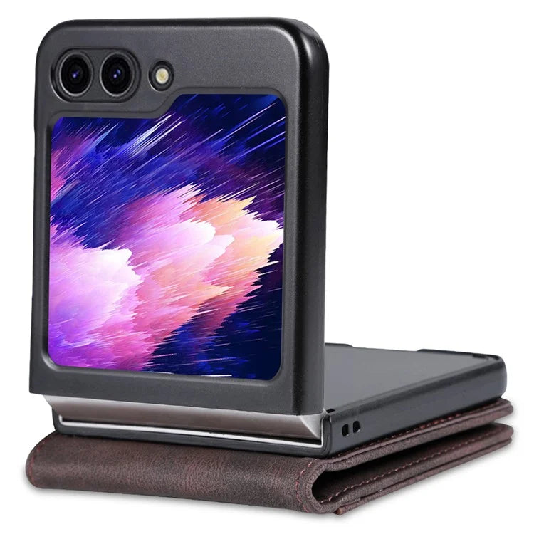 AZNS For Samsung Galaxy Z Flip6 5G Case Card Slots PU Leather Folding Phone Cover