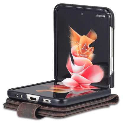 AZNS For Samsung Galaxy Z Flip6 5G Case Card Slots PU Leather Folding Phone Cover