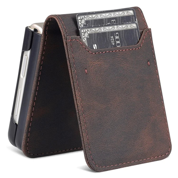 AZNS For Samsung Galaxy Z Flip6 5G Case Card Slots PU Leather Folding Phone Cover