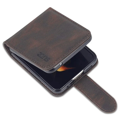 AZNS For Samsung Galaxy Z Flip6 5G Case Card Slots PU Leather Folding Phone Cover