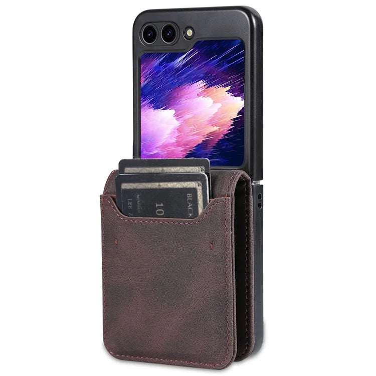 AZNS For Samsung Galaxy Z Flip6 5G Case Card Slots PU Leather Folding Phone Cover