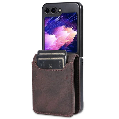 AZNS For Samsung Galaxy Z Flip6 5G Case Card Slots PU Leather Folding Phone Cover