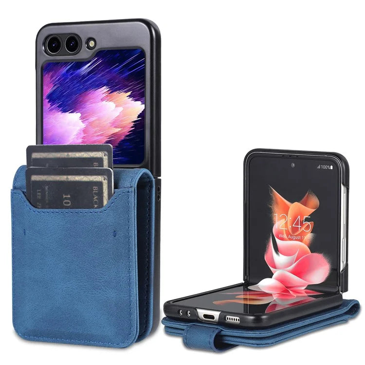 AZNS For Samsung Galaxy Z Flip6 5G Case Card Slots PU Leather Folding Phone Cover
