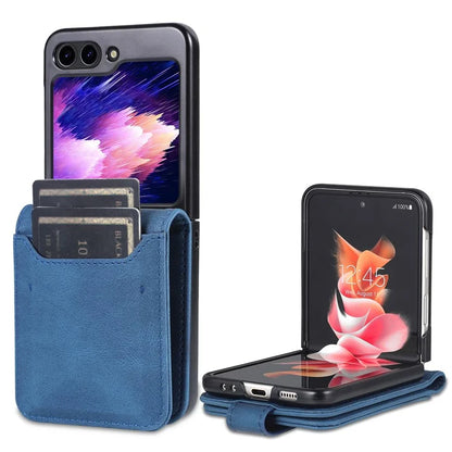 AZNS For Samsung Galaxy Z Flip6 5G Case Card Slots PU Leather Folding Phone Cover