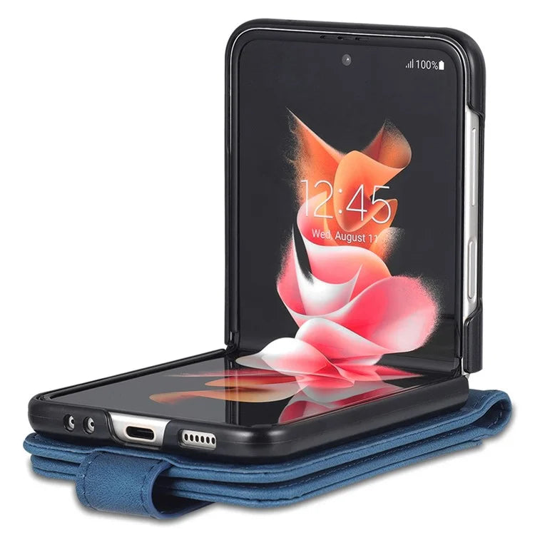 AZNS For Samsung Galaxy Z Flip6 5G Case Card Slots PU Leather Folding Phone Cover