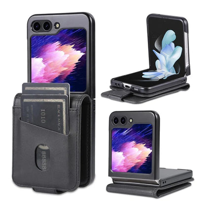 AZNS For Samsung Galaxy Z Flip6 5G Case Card Holder PU Leather Phone Cover Cowhide Texture