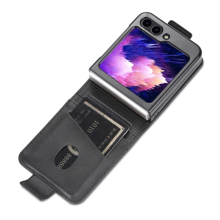 AZNS For Samsung Galaxy Z Flip6 5G Case Card Holder PU Leather Phone Cover Cowhide Texture