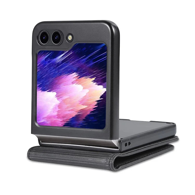 AZNS For Samsung Galaxy Z Flip6 5G Case Card Holder PU Leather Phone Cover Cowhide Texture